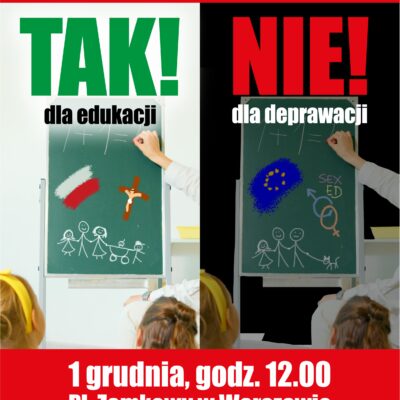 Domagamy się wycofania projektu wprowadzenia do polskich szkół “Edukacji zdrowotnej” w proponowanym przez MEN kształcie.